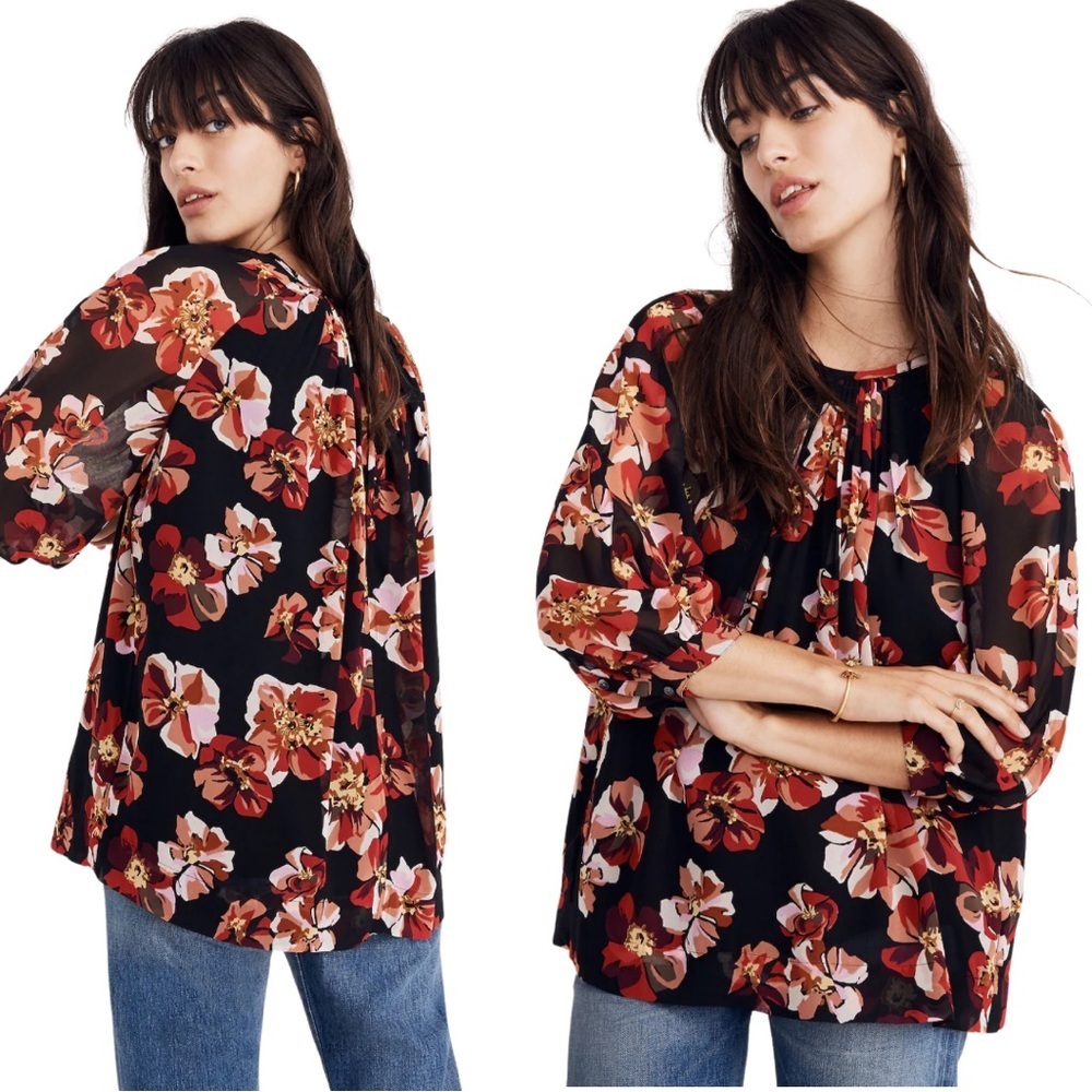 Madewell Balloon Sleeve Floral Blouse - Picture 1 of 6